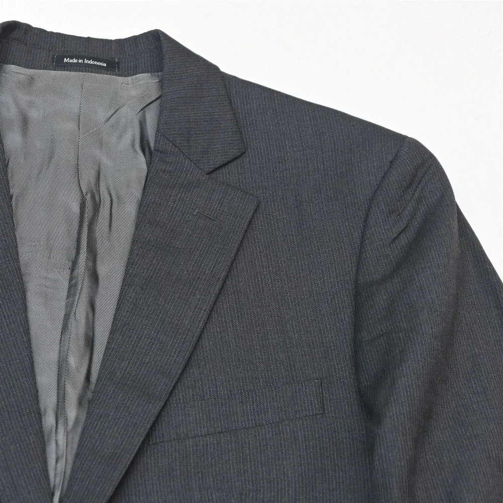 Pronto Uomo 40R 33x30 Gray Striped 100% Wool Mens Jacket Pants Suit